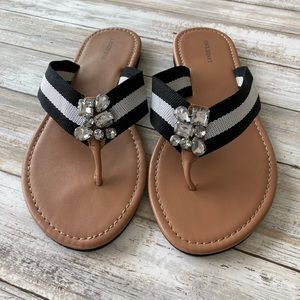 Land’s End Jeweled Ribbon Flip Flop Sandals ~ Sz 9